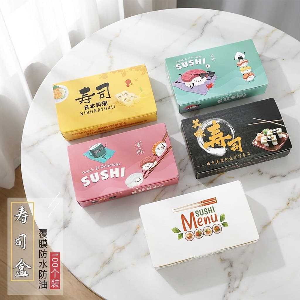 Household sushi box take-out lunch disposable seaweed lunch box Japanese sushi rice ball packaging box oil-proof