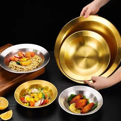 Stainless Steel Straw Hat Bowl, Korean-Style Salad Bowl, Western Dessert Plate, Hot Pot Soup Bowl, Deep Bowl, Commercial Anti-Overflow Dry Pot Bowl