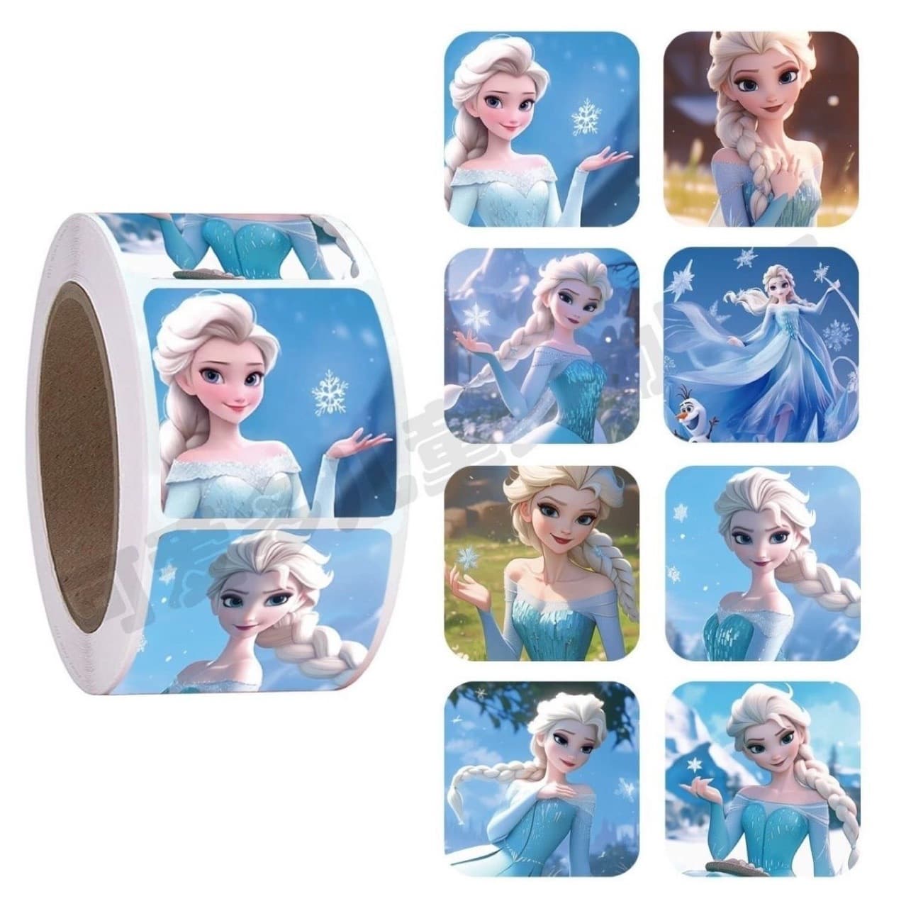 500 stickers/roll round Q-version Elsa princess sticker toy decorative sticker cartoon children's reward roll sticker