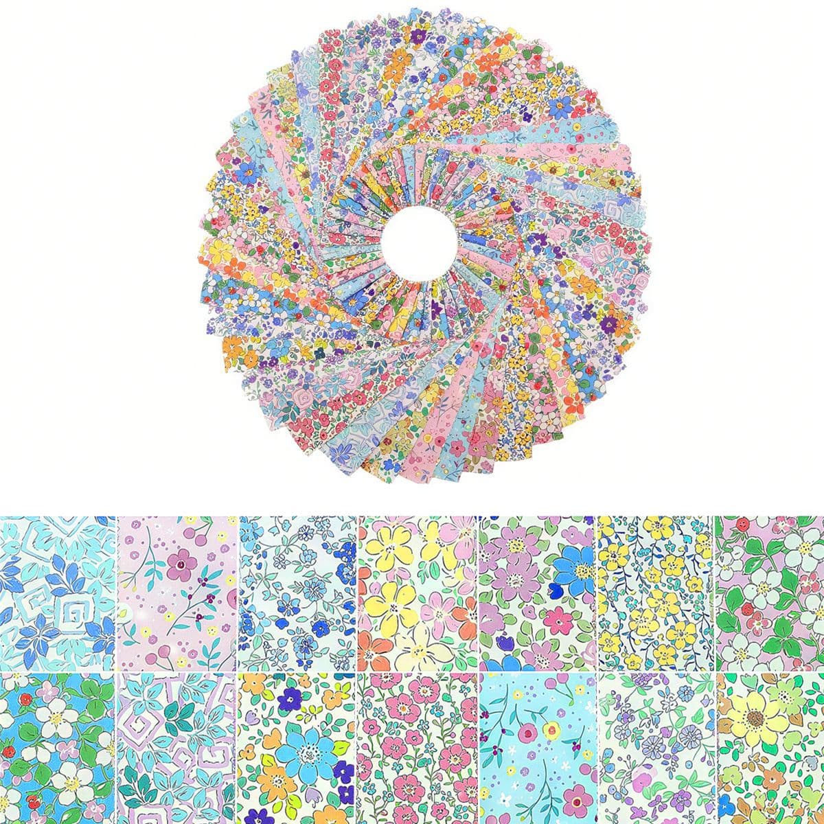 New 42-piece small floral cotton patchwork jelly roll quilt strips for hand-stitching practice