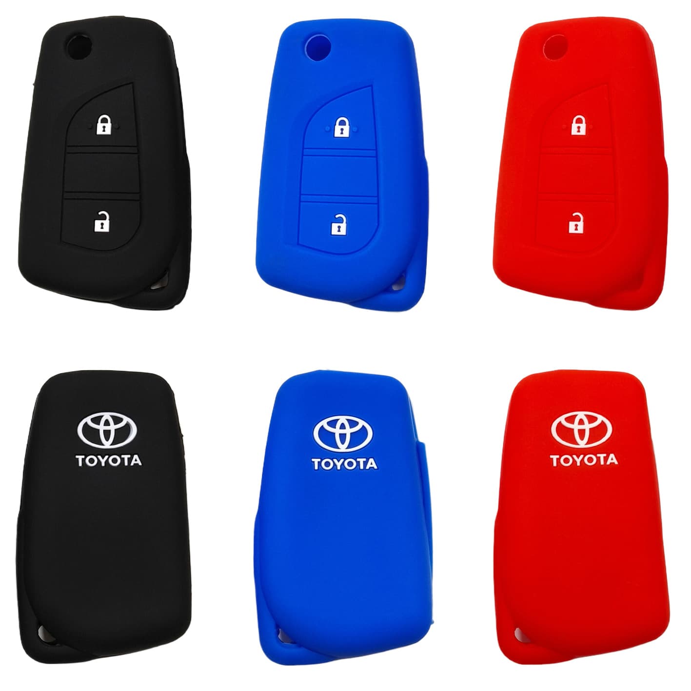 Silicone Key Case Cover for Toyota RAV4 Folding 2-Button Key, Compatible with Levin, Highlander, C-HR