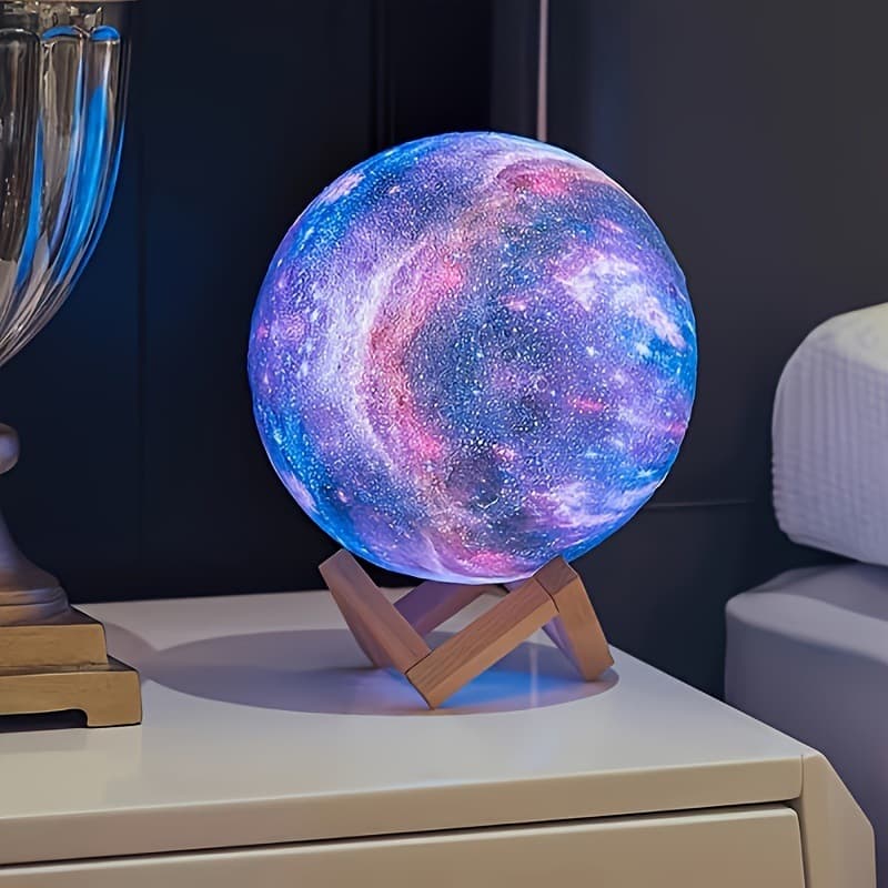 2026 New Cross-border Drop Shipping 16-Color Remote Control Light with Stand 3D LED Moon Lamp