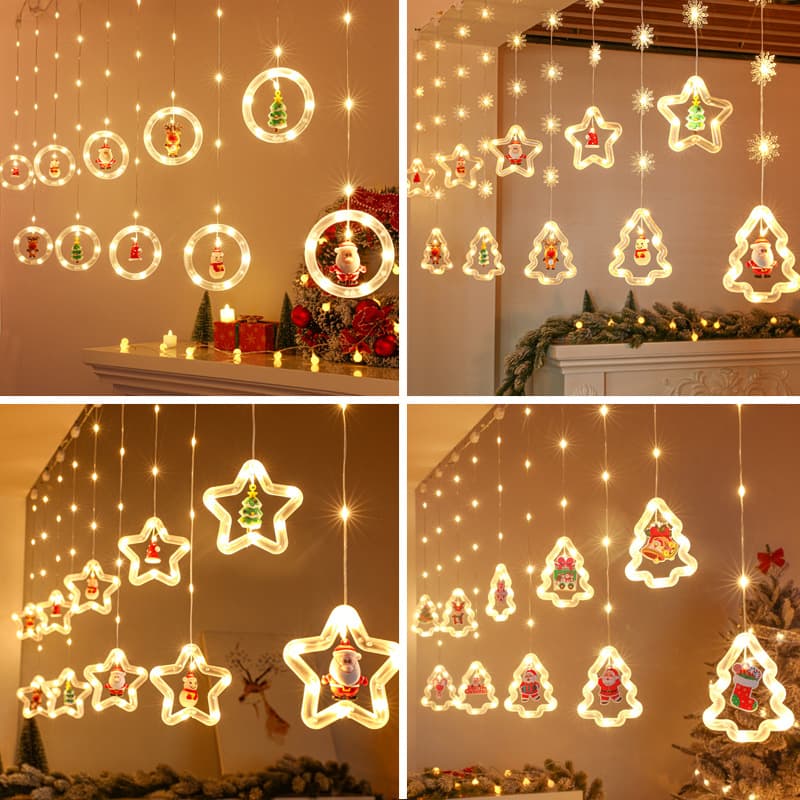 Christmas Decorative Star LED String Lights Room Curtain Atmosphere Colorful Flashing Wish Ball Ice Bar Lights
