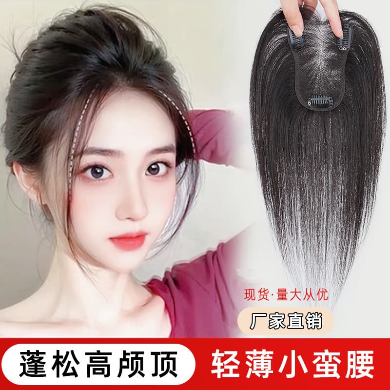 Wig Topper for Women Voluminous High Crown Hair Volume Cover Gray Hair Full Real Human Hair Natural Hand-Tied Topper