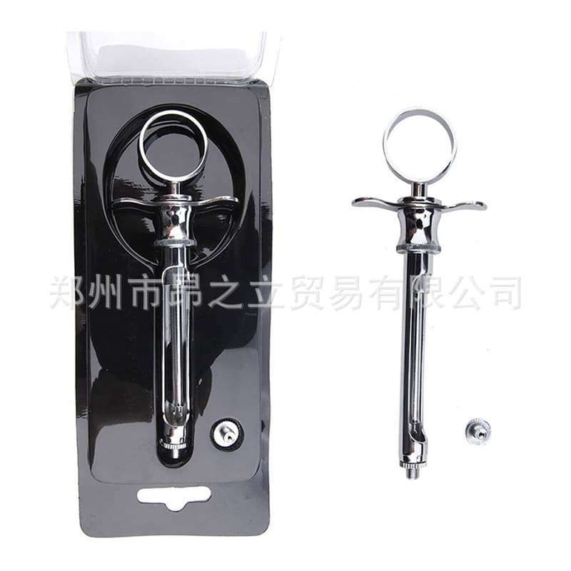 Dental Material Blue Syringe Straight Tip with 2 Heads Oral Dental Tool Stainless Steel Syringe