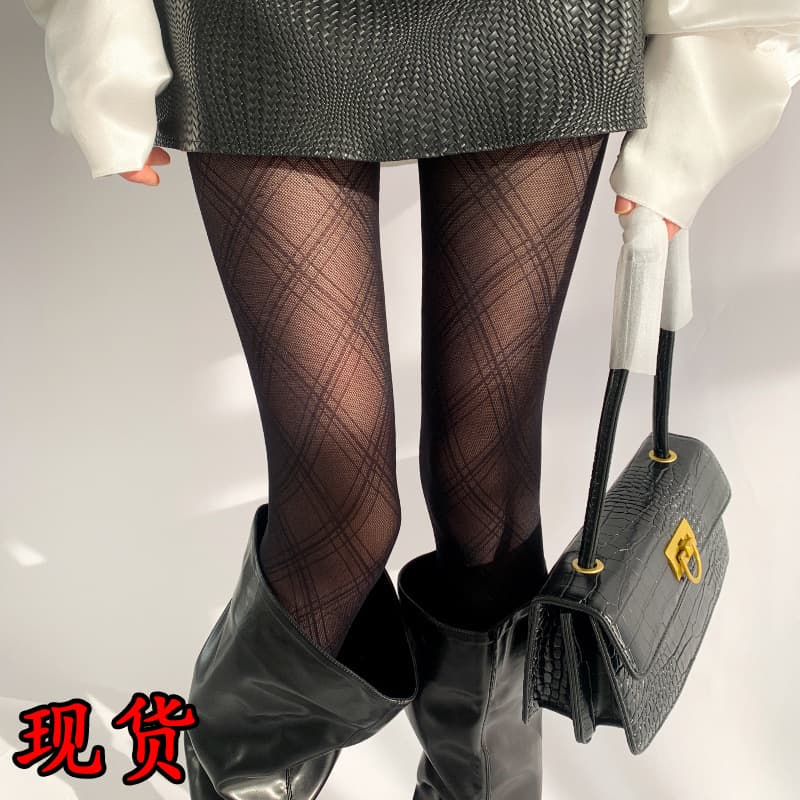 Black Diamond Pattern Pantyhose Women Pure Desire Sexy Black Silk Stockings Spring Autumn Tights Fishnet Stockings Niche Design Slimming