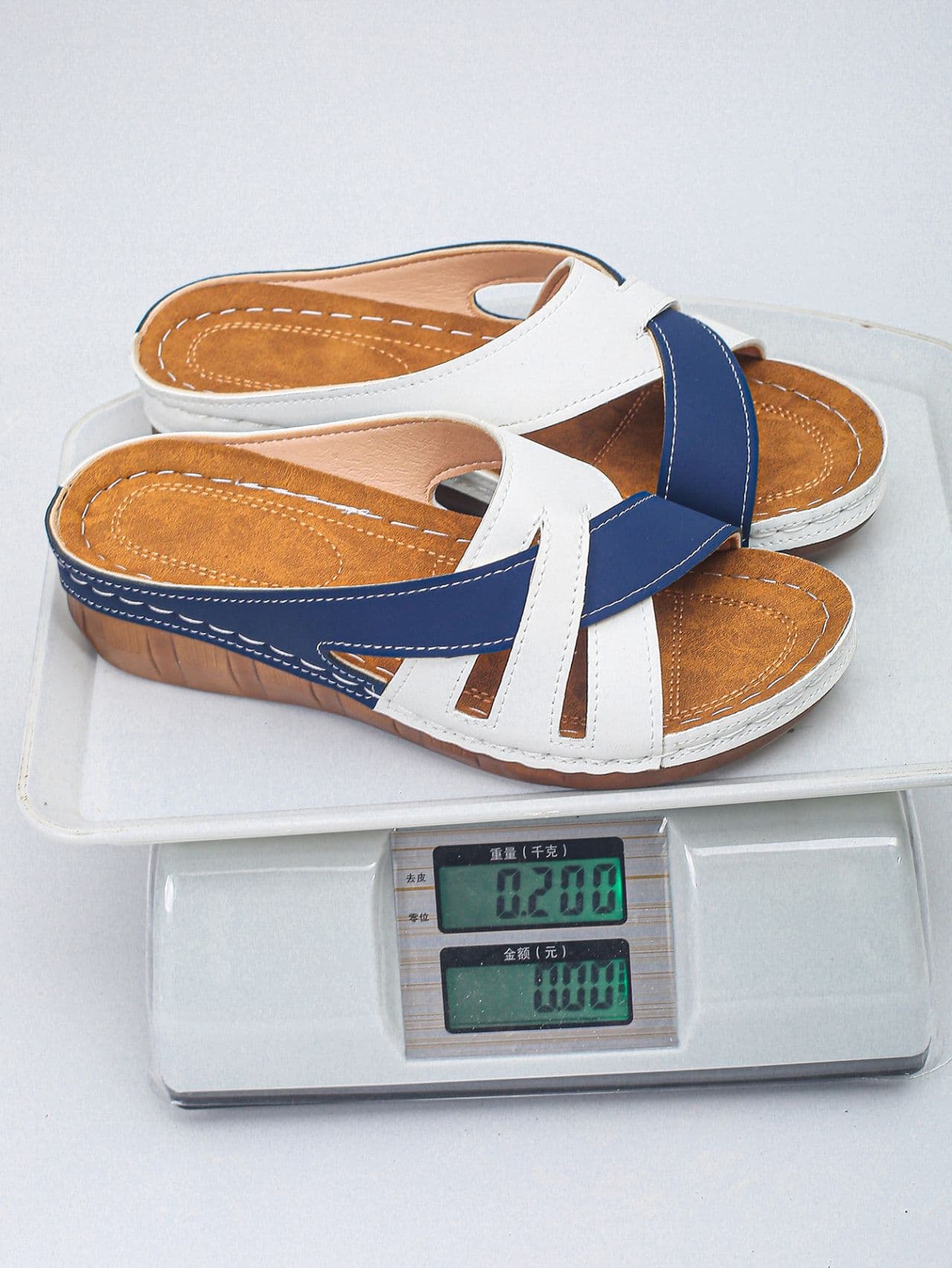 Cross-border Large Size New Fashion Two-tone Peep-toe Cross Strap Women's Thick Platform Wedge Sandals Lightweight