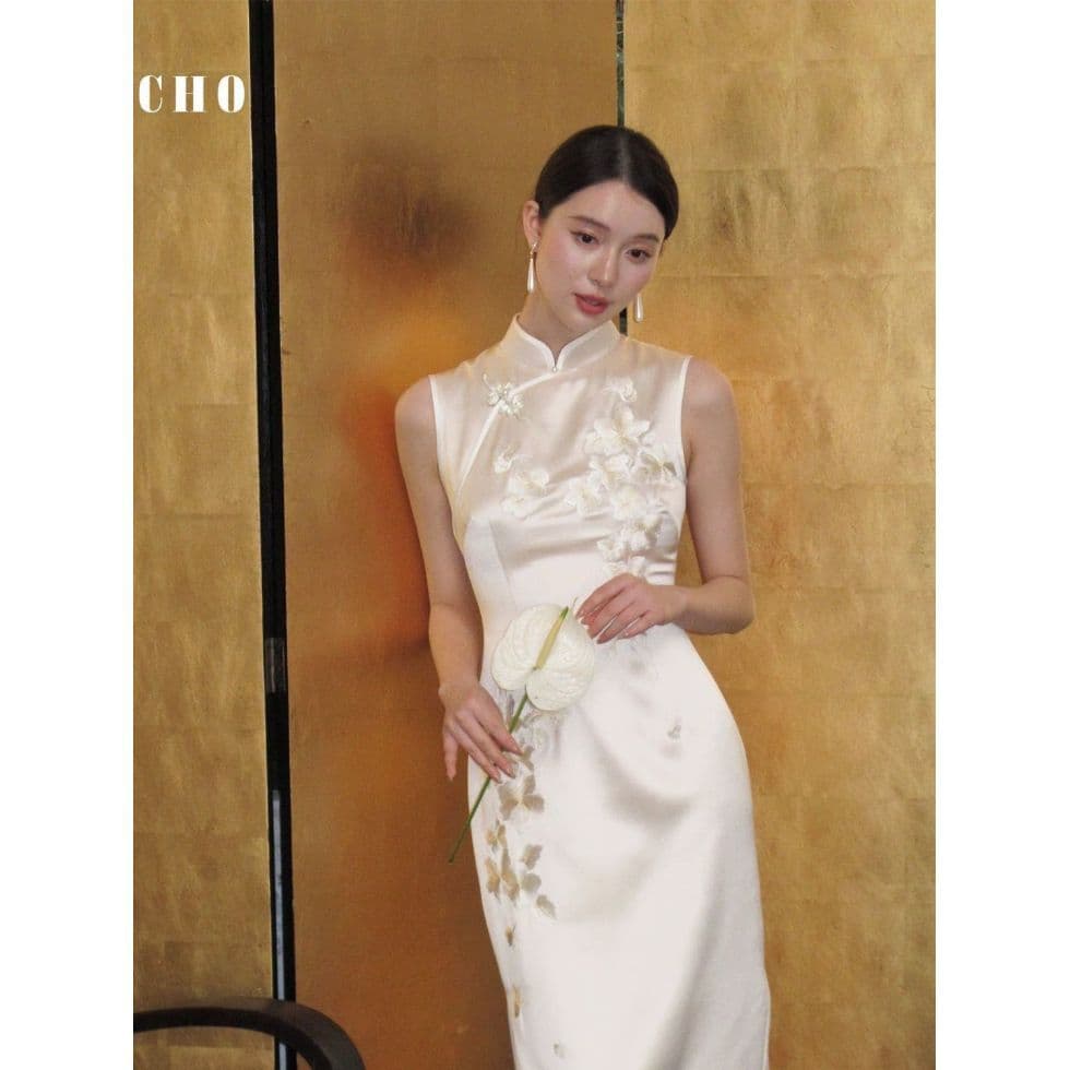 Bride Modified Qipao "Lilac Branch" New Chinese Style Engagement Toasting Dress Elegant Slim Fit Gown