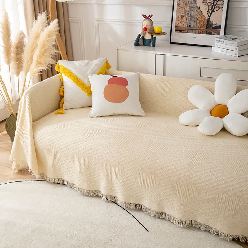 Sofa Cover Cloth Full Cover Ins Style Popular Cover Cloth High-End Dust Cover Beige Pure Color Sofa Towel Wholesale