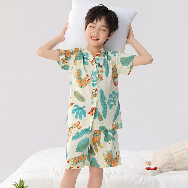 Summer Kids Pajamas Homewear Boys Girls Short Sleeve Set Thin Children's Clothing for Toddlers and Older Kids