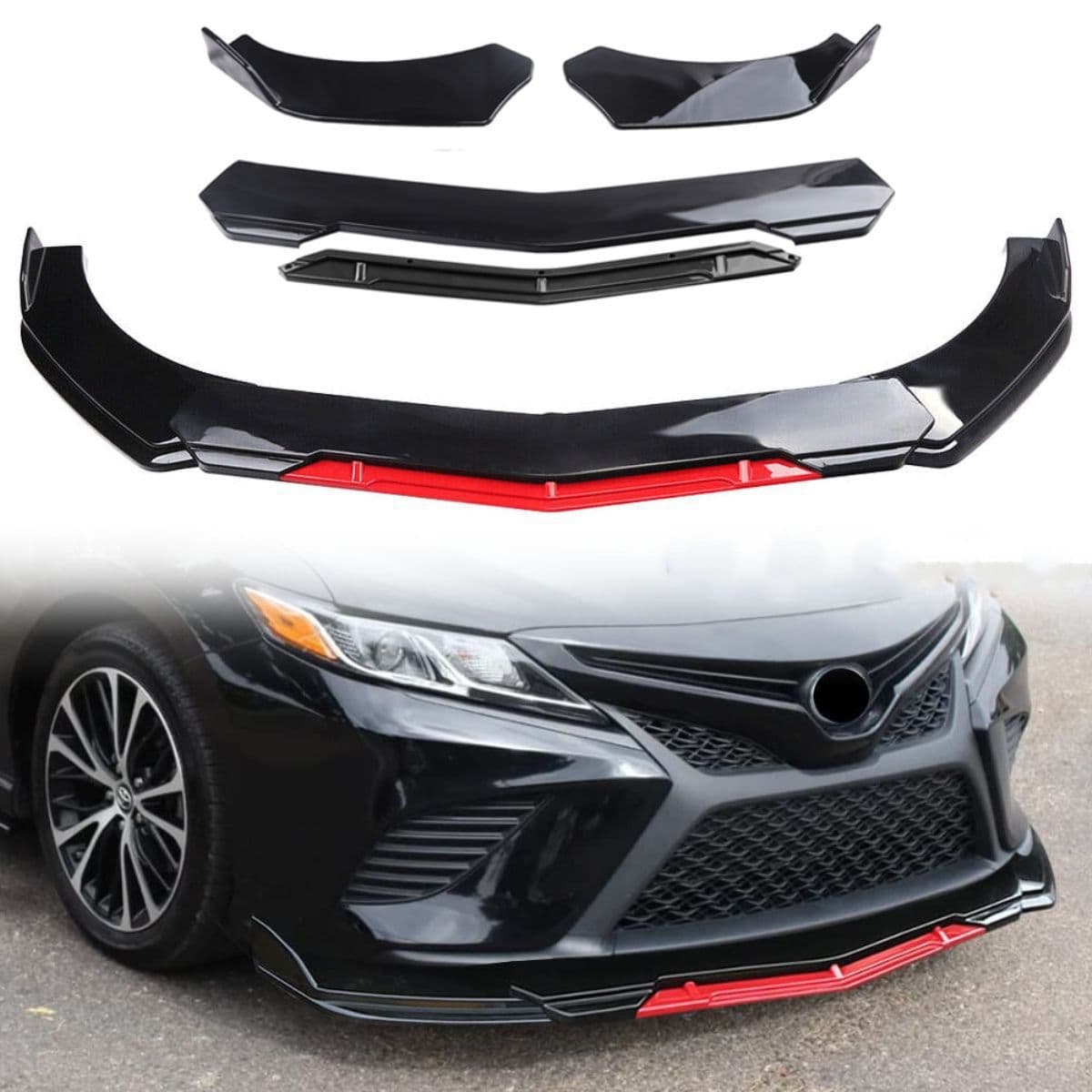 Universal Car Track Double-Layer Front Lip Bumper Guard Three-Piece Front Chin Spoiler Body Kit New Exterior Modification