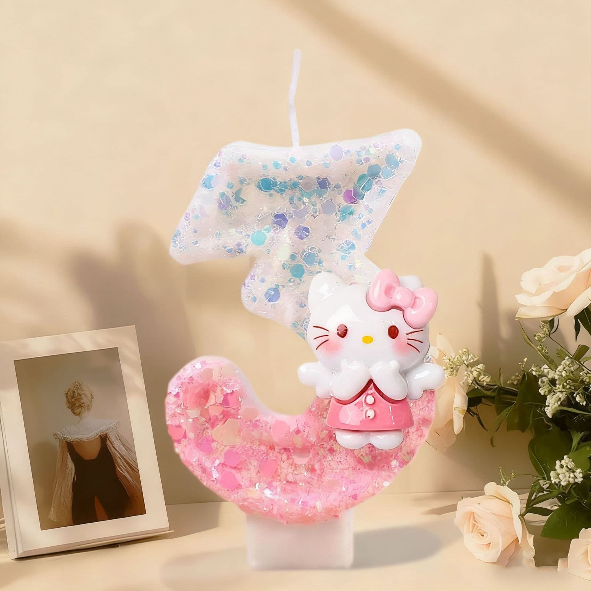 Yiwu supply cross-border e-commerce Shein Temu birthday candles pink cute Hello Kitty cake decoration number candles