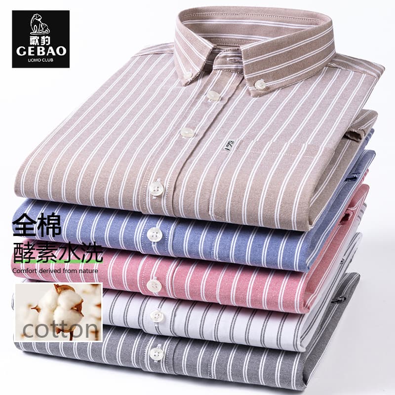 Pure Cotton Oxford Slatted Men's Short-Sleeve Tie Buckle Premium Casual Shirt Japanese Style Breathable Light Luxury Men's Lining