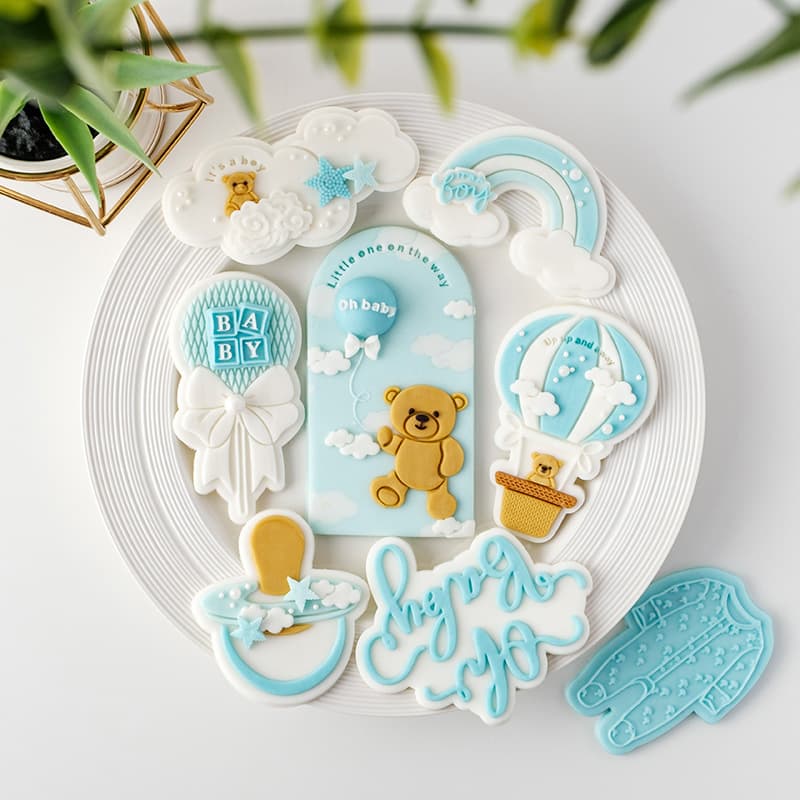 Cartoon Baby Flip Sugar Cookie Mold Boys First Birthday Dessert Table Cake Decoration Stamp Baking Tool Kitchen Utensils