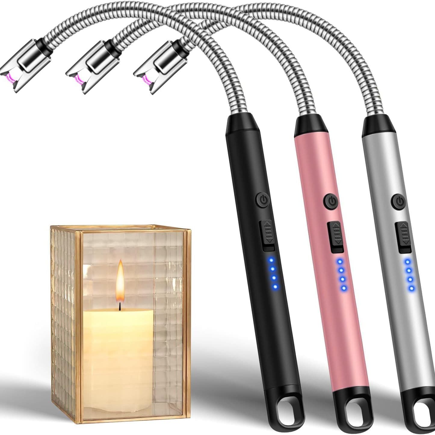 USB Rechargeable Extended Lighter with Flexible Metal Hose for Candles, Gas Stoves, Electric Arc Igniter, Export Model