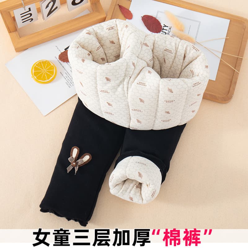 2025 New Girls' Winter Fleece Lined Thickened Leggings Children's Triple Extra Thick Cotton Pants