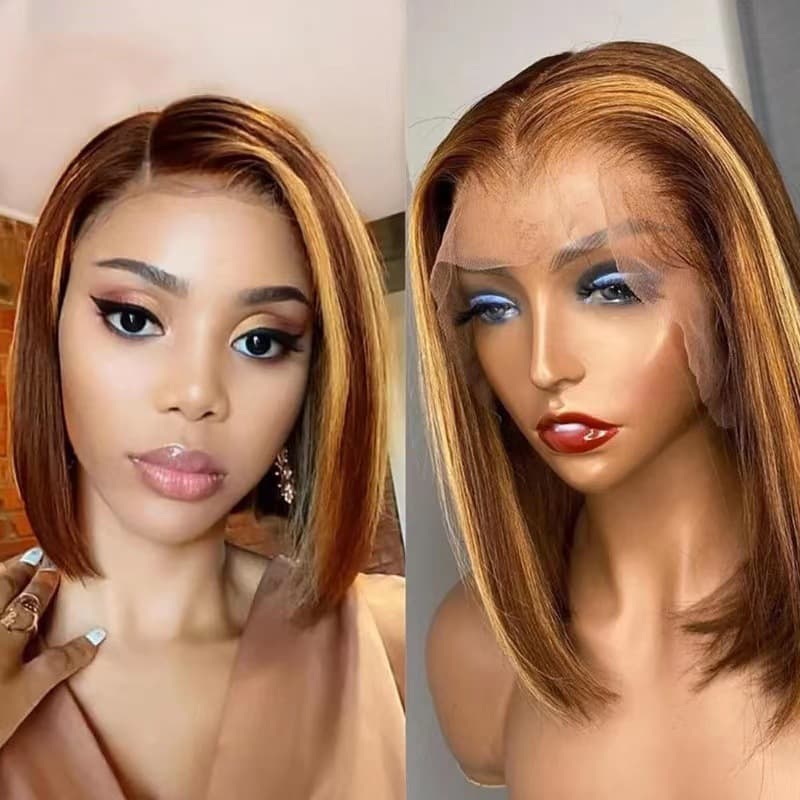 European and American Lace Front Bob Wig Short Straight Hair Bob Lace Wig New Wig in Stock