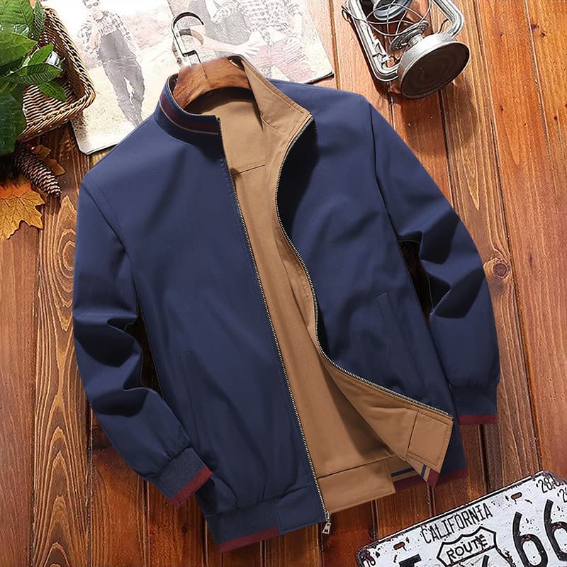 Cross-border foreign trade Xiyin Amazon men's spring and autumn double-sided stand-up collar jacket casual loose jacket printed with logo