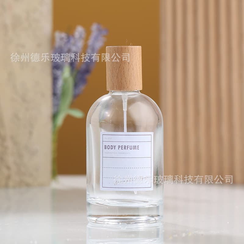 In Stock 100ml Perfume Bottle Clear Glass Snap-On Perfume Bottle Lab Perfume Bottle Empty Bottle Wooden Cap Perfume Bottle
