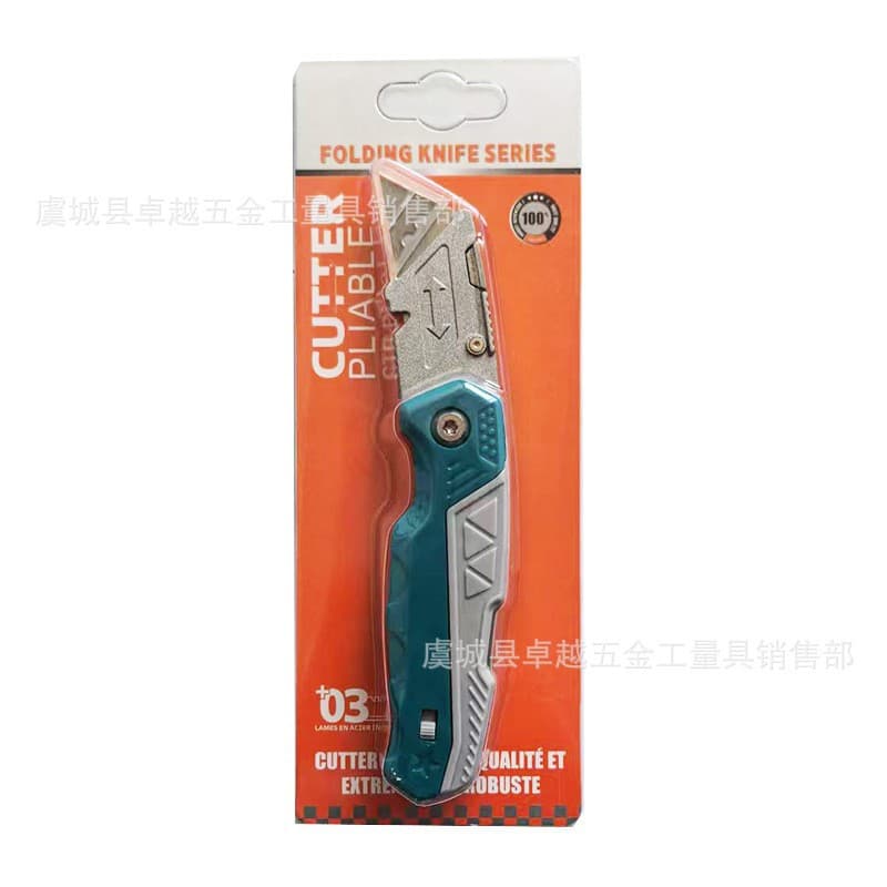 All-Steel Folding Knife Stainless Steel Folding Utility Knife Wallpaper Cutter Trapezoid Blade Sheep Horn Handle Electrician Knife