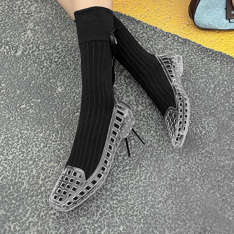 Women's Crystal Sandals 2026 Summer New Style Outdoor Beach Closed-Toe Casual Transparent Jelly Sandals