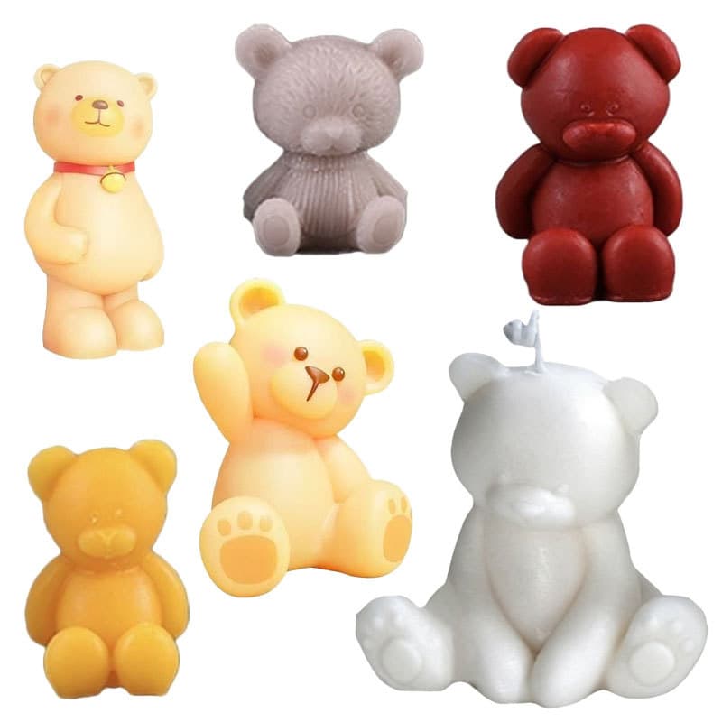 3D three-dimensional bouquet rabbit silicone mold cartoon heart-hugging bear scented candle mold custard pudding baking mold