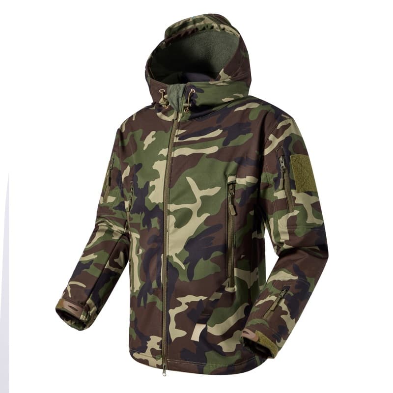 Plus Size Cross-Border Outerwear Jacket Men Autumn Winter Sports Outdoor Camouflage Hooded Soft Shell Windbreaker Mountain Climbing Jacket