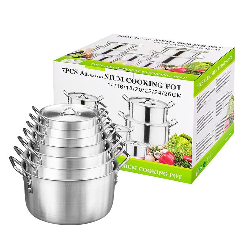 Manufacturer African foreign trade aluminum pot 7-piece set pot aluminum sanded aluminum pot set 7in1