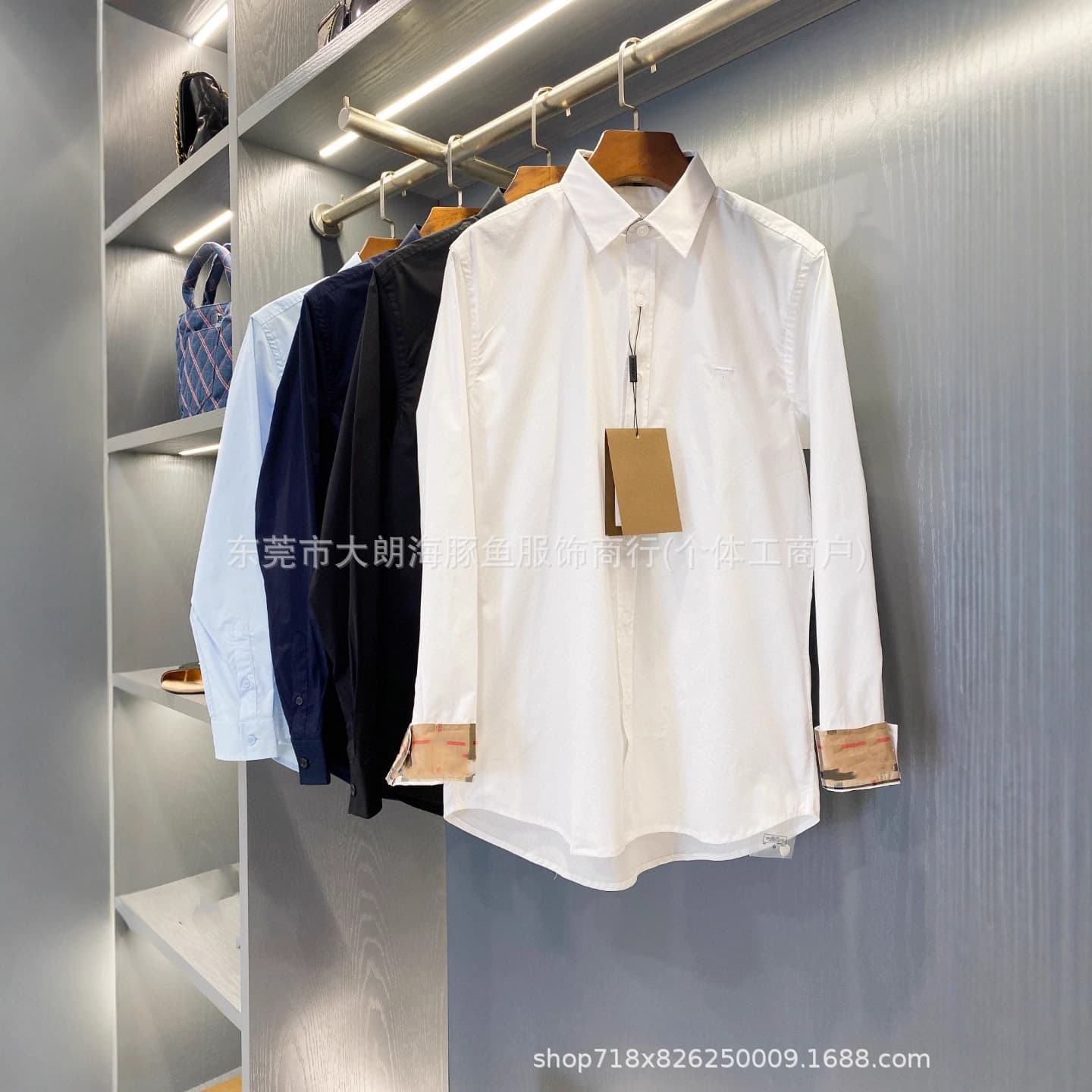 Authentic British B-style Chest TB Embroidery Poplin Casual Commuter Business Versatile Shirt Premium Shirt