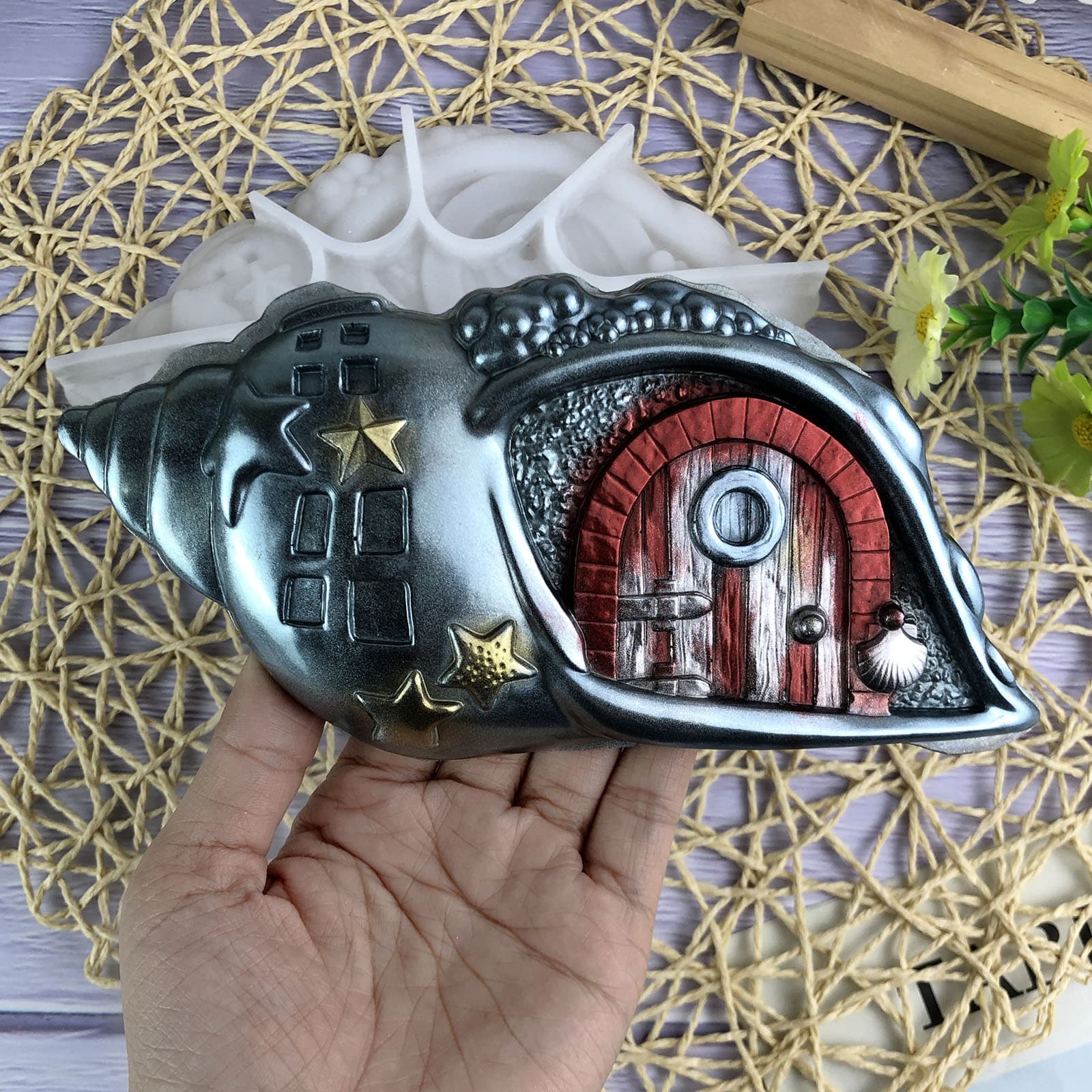 X0538 Semi-3D Conch House Decoration Mold, DIY Silicone Mold