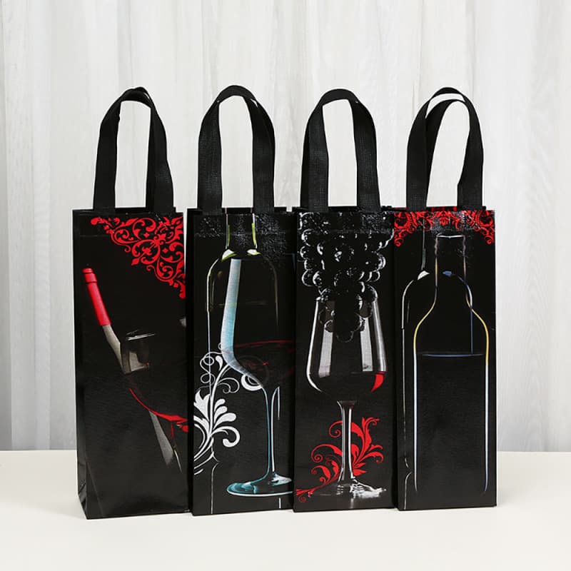 Simple Black Wine Bag Non-woven Laminated Red Wine Bag Business Casual Creative Single-Pack Wine Packaging Bag