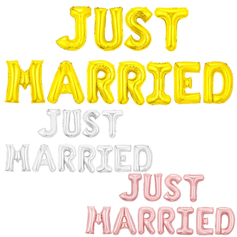 16-inch just married letter balloon set engagement party bridal shower decoration aluminum film balloon