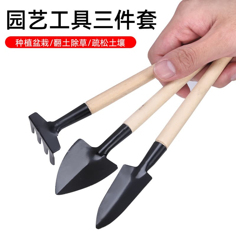 Gardening Tool 3-Piece Set Mini Garden Tools Small Iron Shovel/Rake/Hoe Succulent Plant Pot Planting Tool