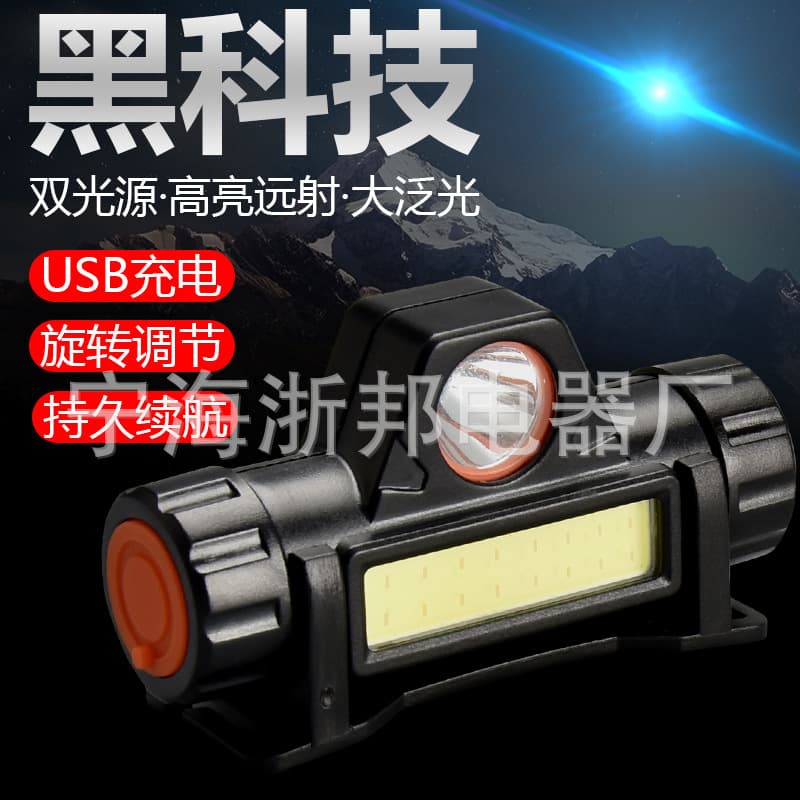 Mini Multi-Purpose Bright Headlamp Q5+COB Dual Light Magnetic Work Light USB Rechargeable Repair Emergency Headlamp