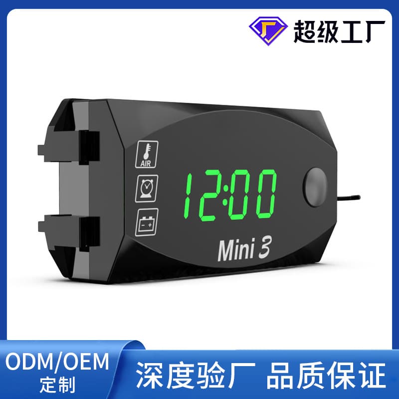Cross-border Hot-selling 12V Motorcycle Two-in-One, Three-in-One Multi-functional Waterproof Time, Temperature, Voltage Electronic Instrument