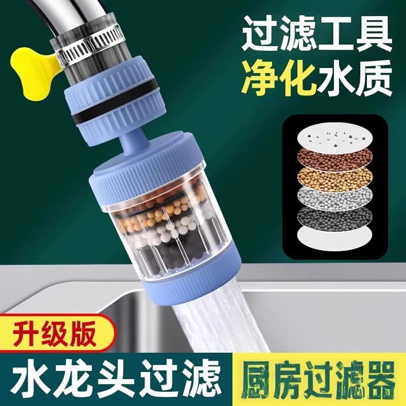 Universal 360° Anti-Splash Faucet Filter for Kitchen Sink, Home Water Purification, Replaceable Filter