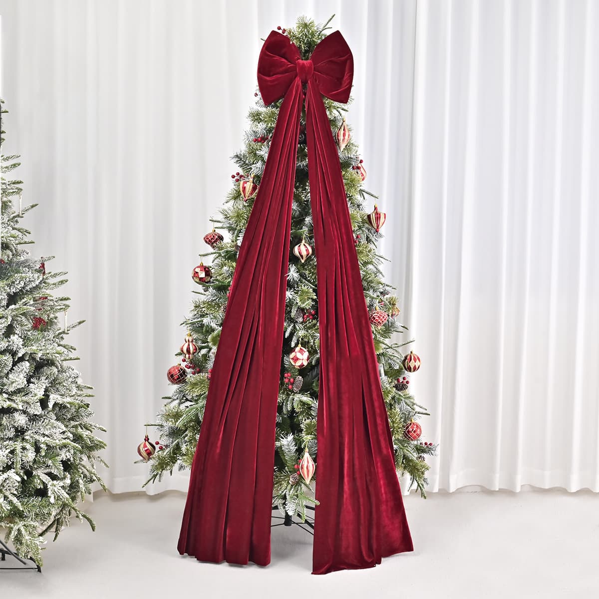 Cross-border super large burgundy velvet bow Christmas decorations pendant shopping mall window Christmas tree atmosphere decoration