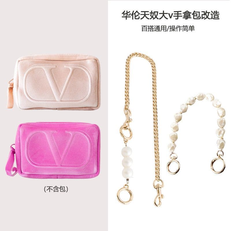 Valentino-Style Pearl Chain Bag Strap Modification Accessories Women's Bag Crossbody Chain Metal Chain High-End Accessory Chain