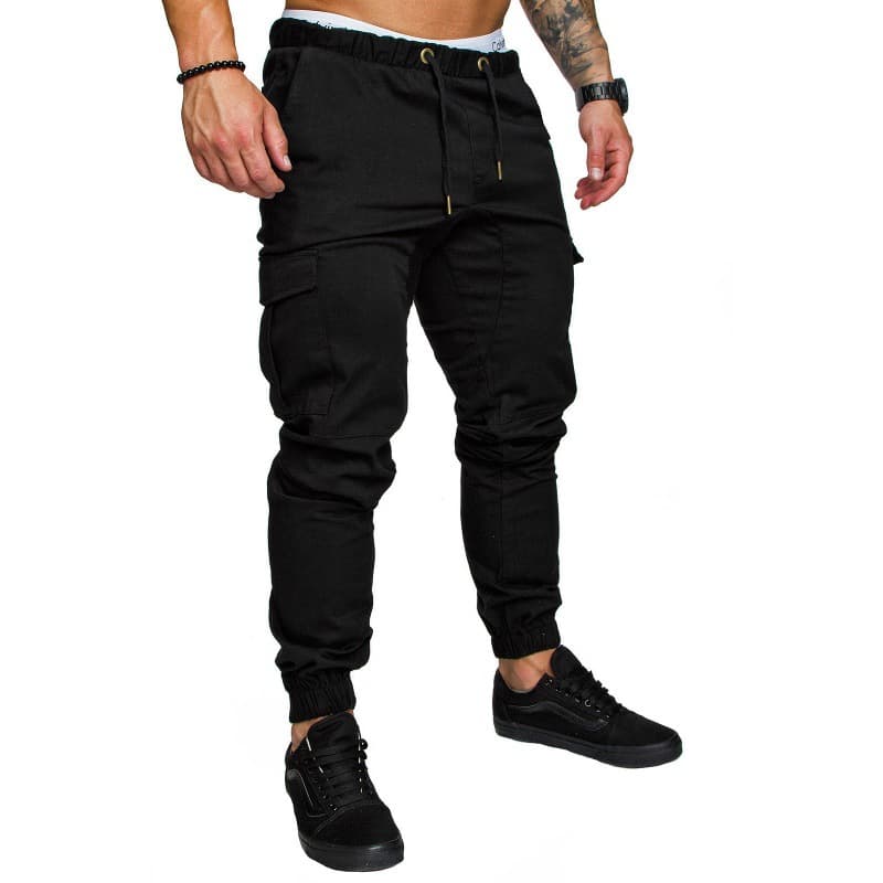 New Style Men's Casual Drawstring Elastic Waist Jogger Pants with Crotch Opening