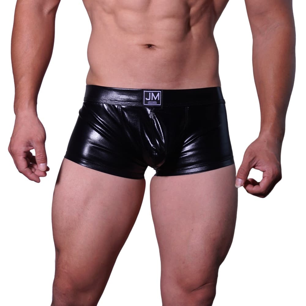Jockmail New JM Spectral Series High Reflective Leatherette Boxer Shorts Stage Men's Underwear Quadangle Swimsuit Breathable