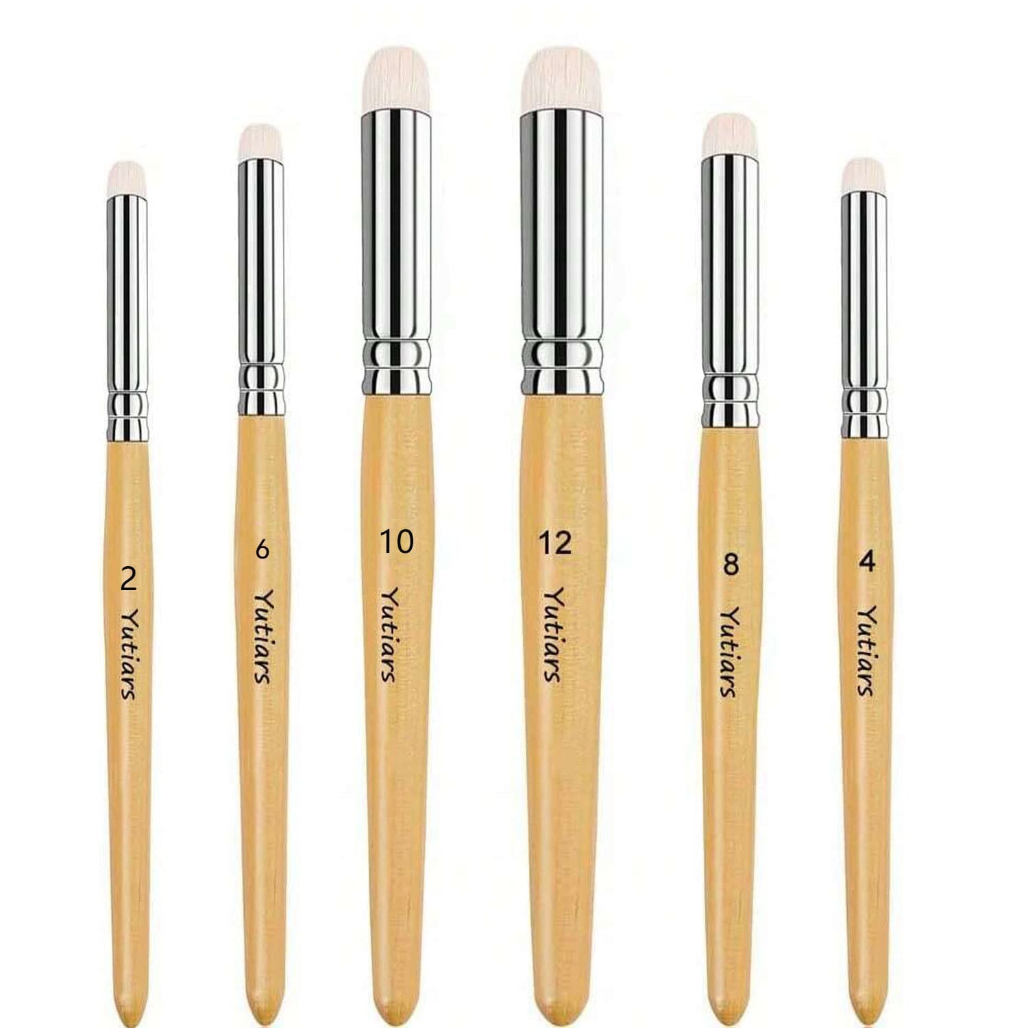 6-Piece Natural Wood Wool Brush Set - Premium Wool Dry Brushes for Painting, Model Art, and Art Supplies