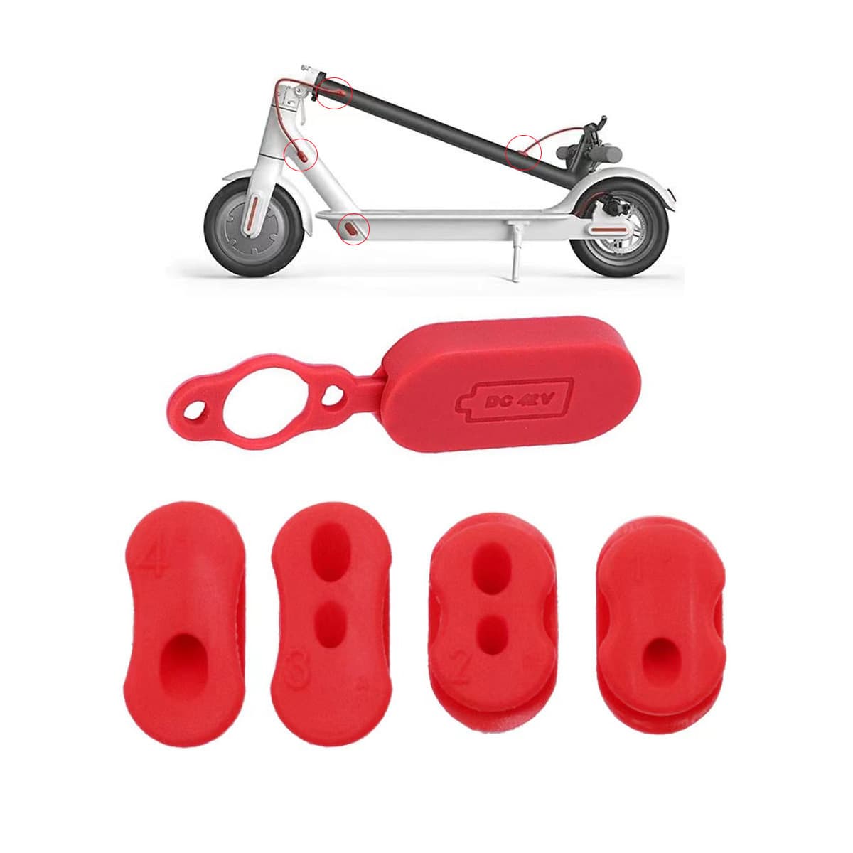 Suitable for Xiaomi electric scooter M365 Pro charging plug silicone 5-piece set 1S waterproof cover dustproof plug