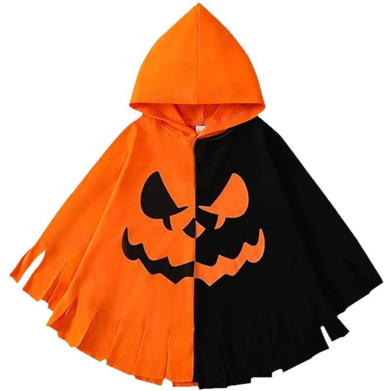 2026 Halloween Printed Cape Hooded Pumpkin Cosplay Colorful Kids Bat Costume