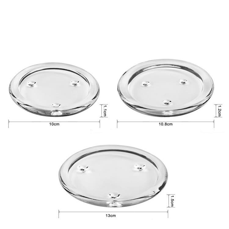 Nordic minimalist glass tray scented candle base tray transparent round candle base glass craft ornament