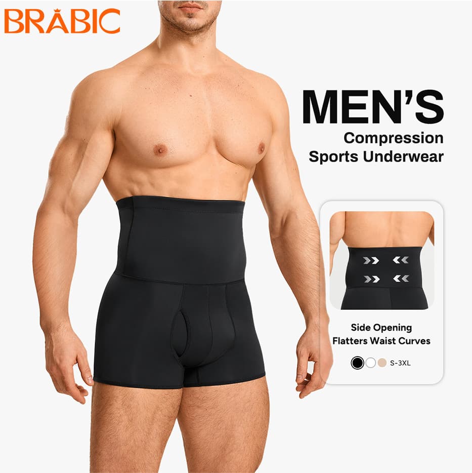 High-Waist Men's Shapewear Underwear Half-Open Crotch No-Need-To-Remove Abdomen Control Comfortable Breathable Innerwear