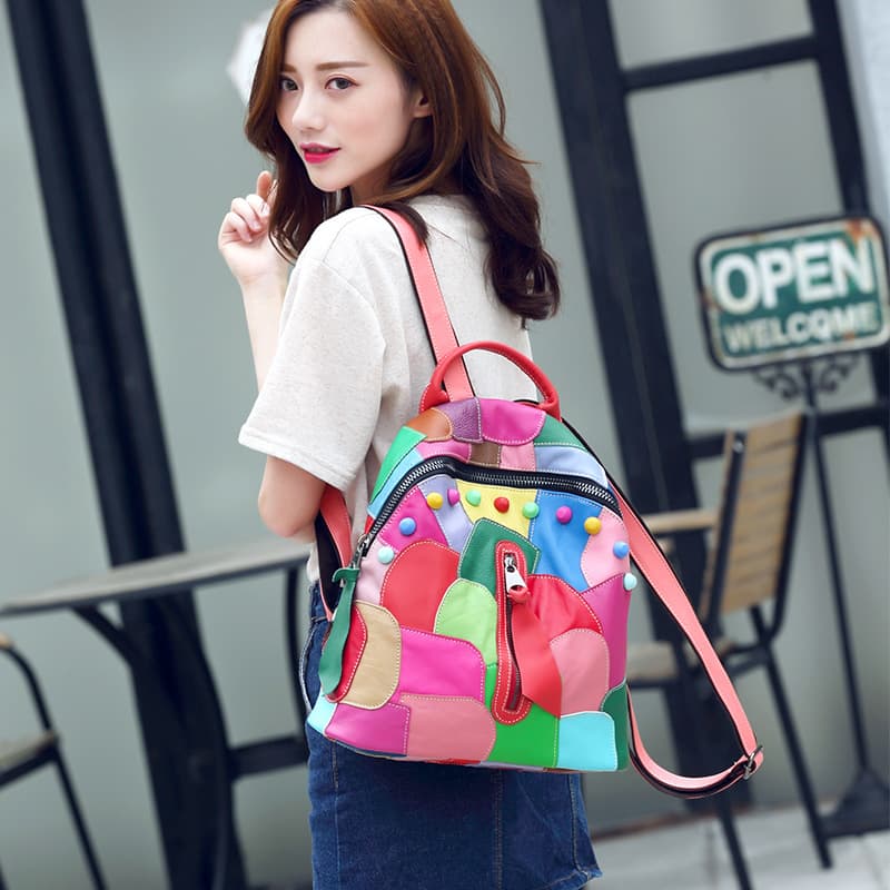 2023 New Trendy Women's Backpack Colorful Large Capacity Soft Leather Fashion Casual Backpack Multi-functional Travel Bag