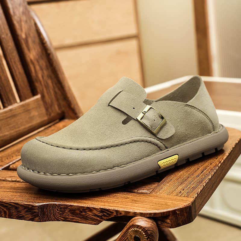 2026 Spring/Summer New Genuine Leather Flat Couple's Birkenstock Shoes Soft Sole Slip-On Loafers Trendy Shoes