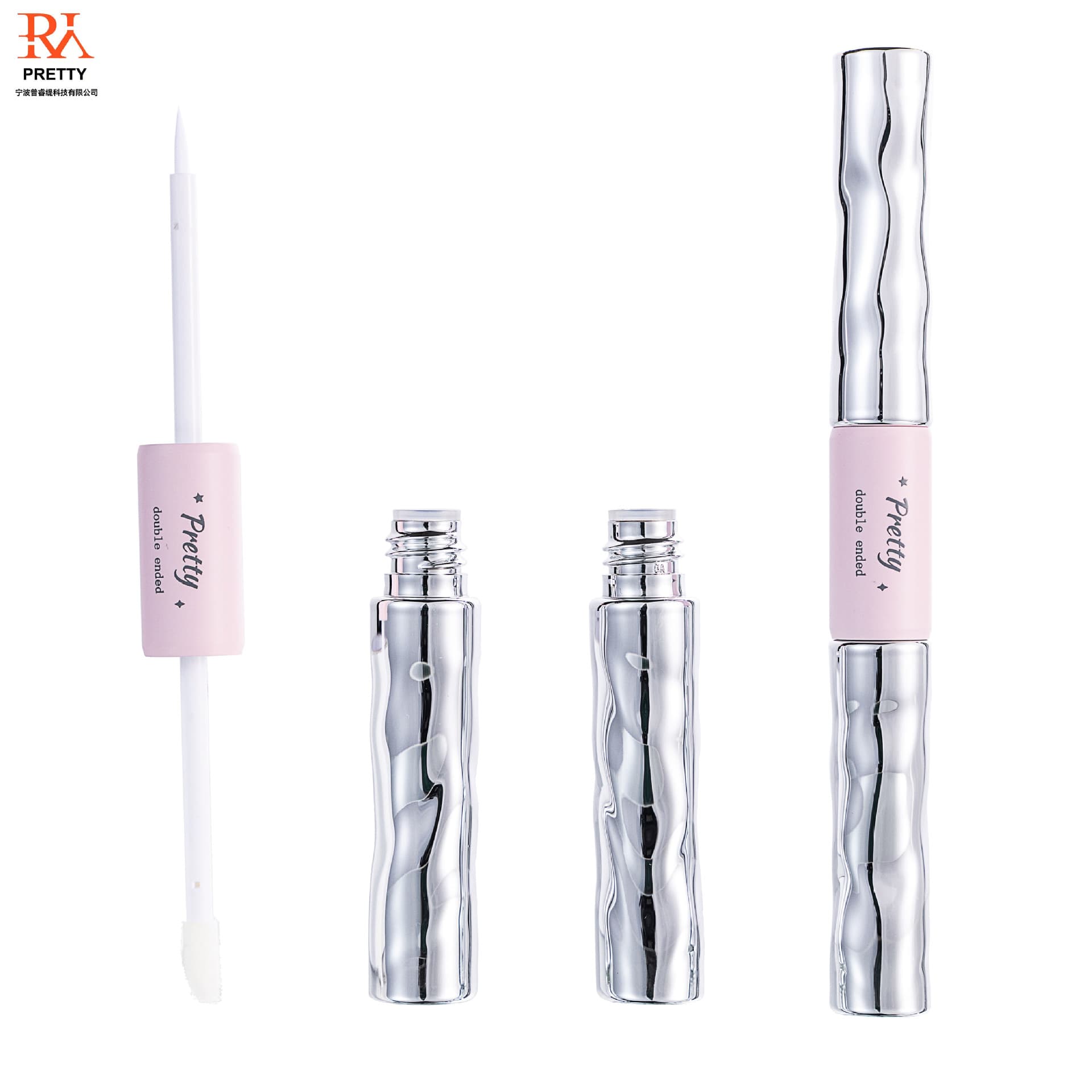 Pretty 5ml+5ml Dual-Head Lip Gloss Bottle Lip Gloss Base Liquid Lip Glaze Packaging Sub-Bottle Electroplated PET
