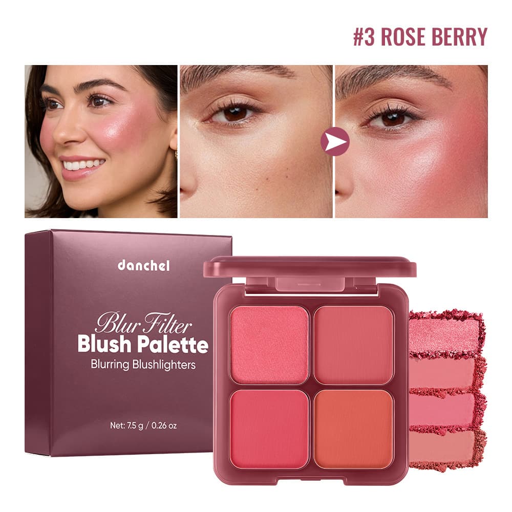 Danchel Filter Blush Palette Four-Color Blush Natural Low Saturation Contour Blush Eyeshadow Multi-Use