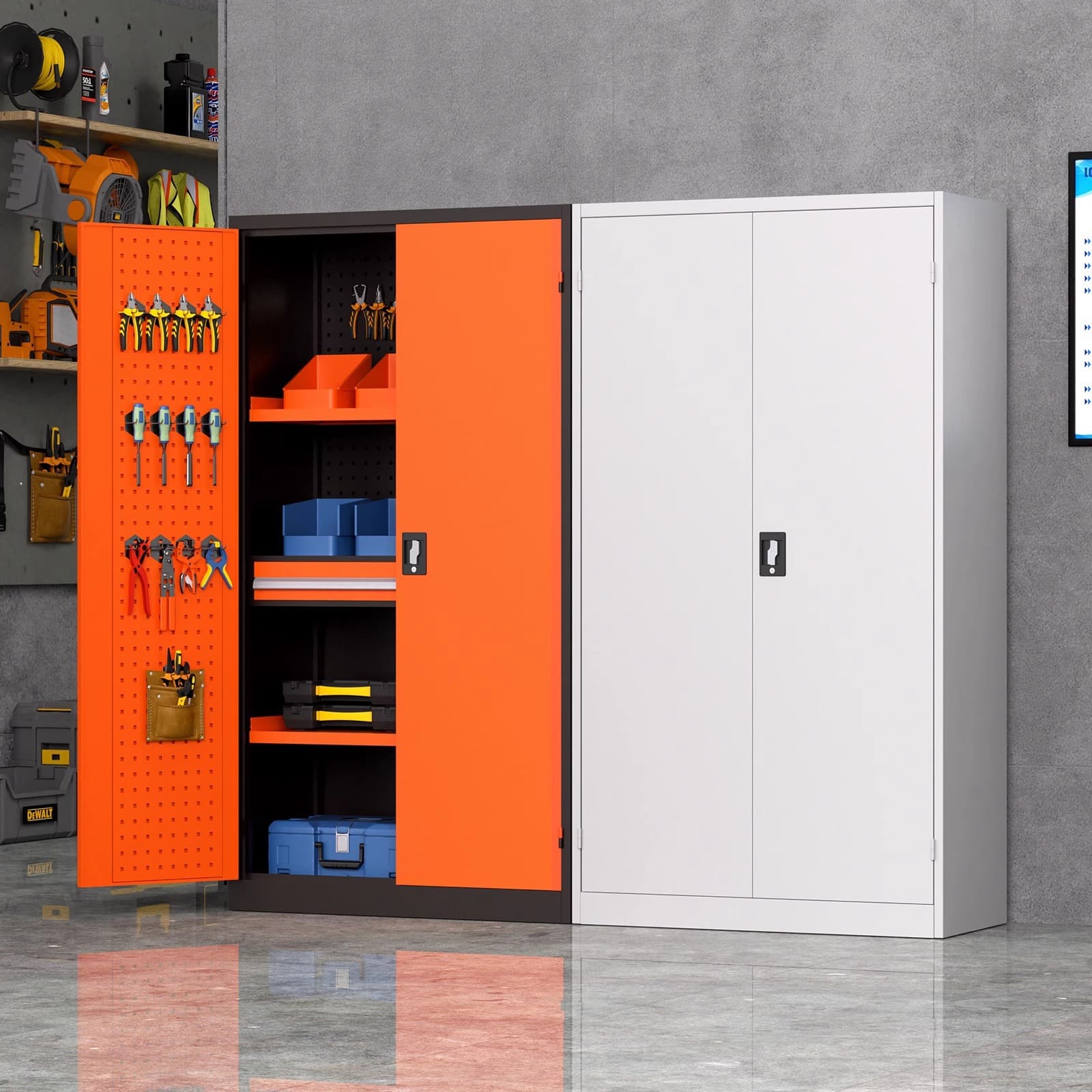 Heavy-duty tool cabinet for factory workshop storage, automotive repair hardware parts toolbox with door, mobile tool cart